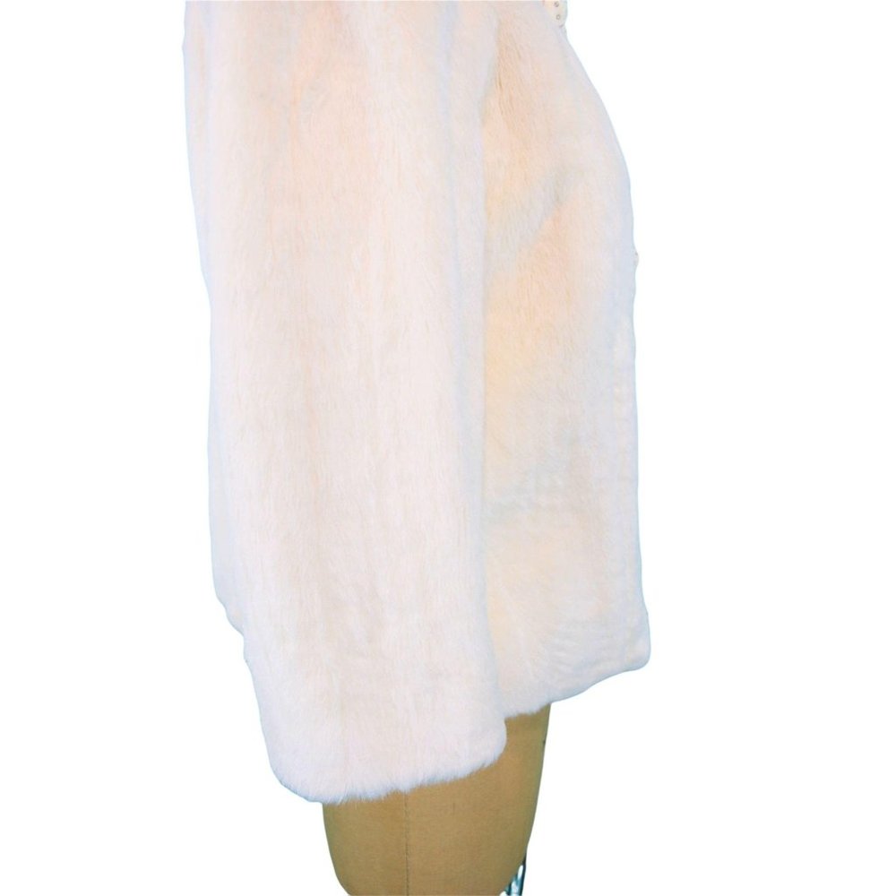 Vintage 1960s Faux Fur Jacket White Rhinestone Buttons Glamorous Evening - Picture 7 of 10